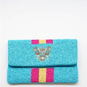 Queen Bee Beaded Crossbody Aqua